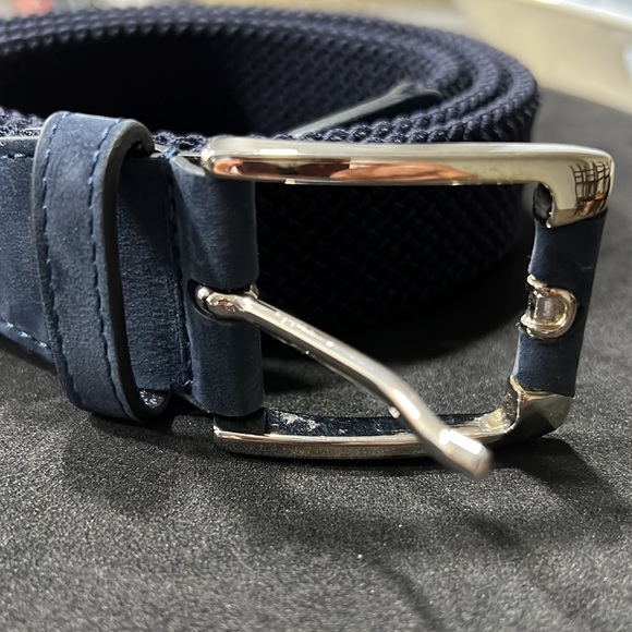 Men’s Leather/Suede Navy Blue Pepi Bertini Belt - Picture 2 of 6